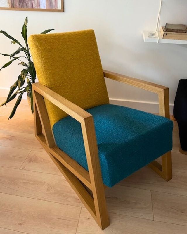 Création fauteuil Bois et tissus Marine Audinet Tapissier décorateur Charente-Maritime 17